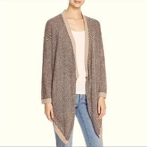 EUC Eileen Fisher Boucle Organic Cotton Cardigan Black and Tan stripes Sz. S